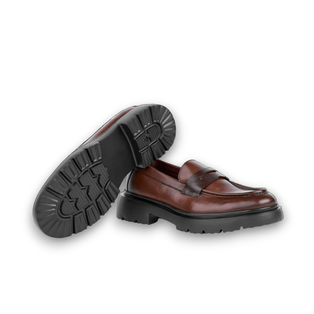 1900-Classic Gentleman Chunky Penny Loafer Brown