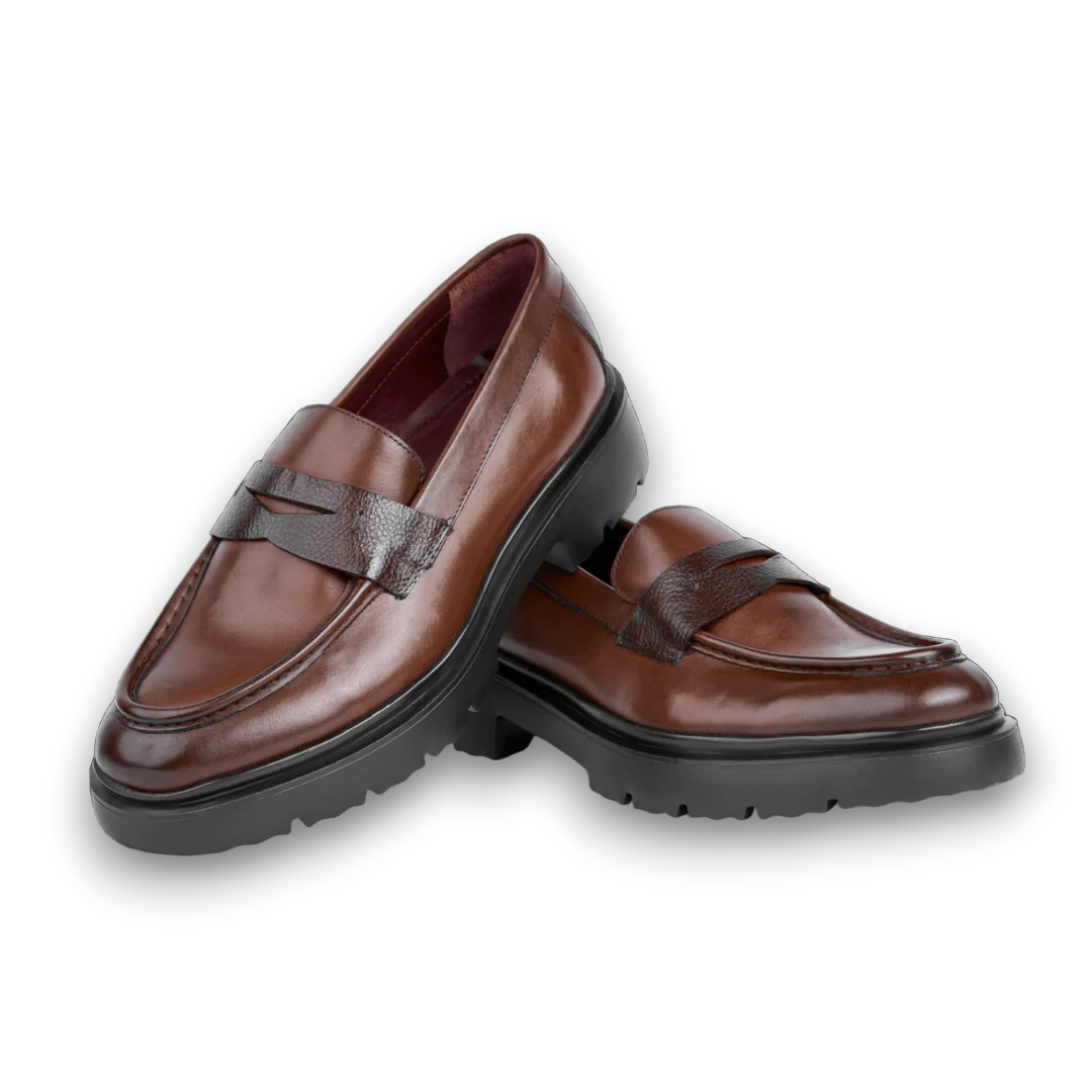 1900-Classic Gentleman Chunky Penny Loafer Brown