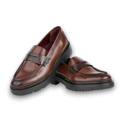 1900-Classic Gentleman Chunky Penny Loafer Brown