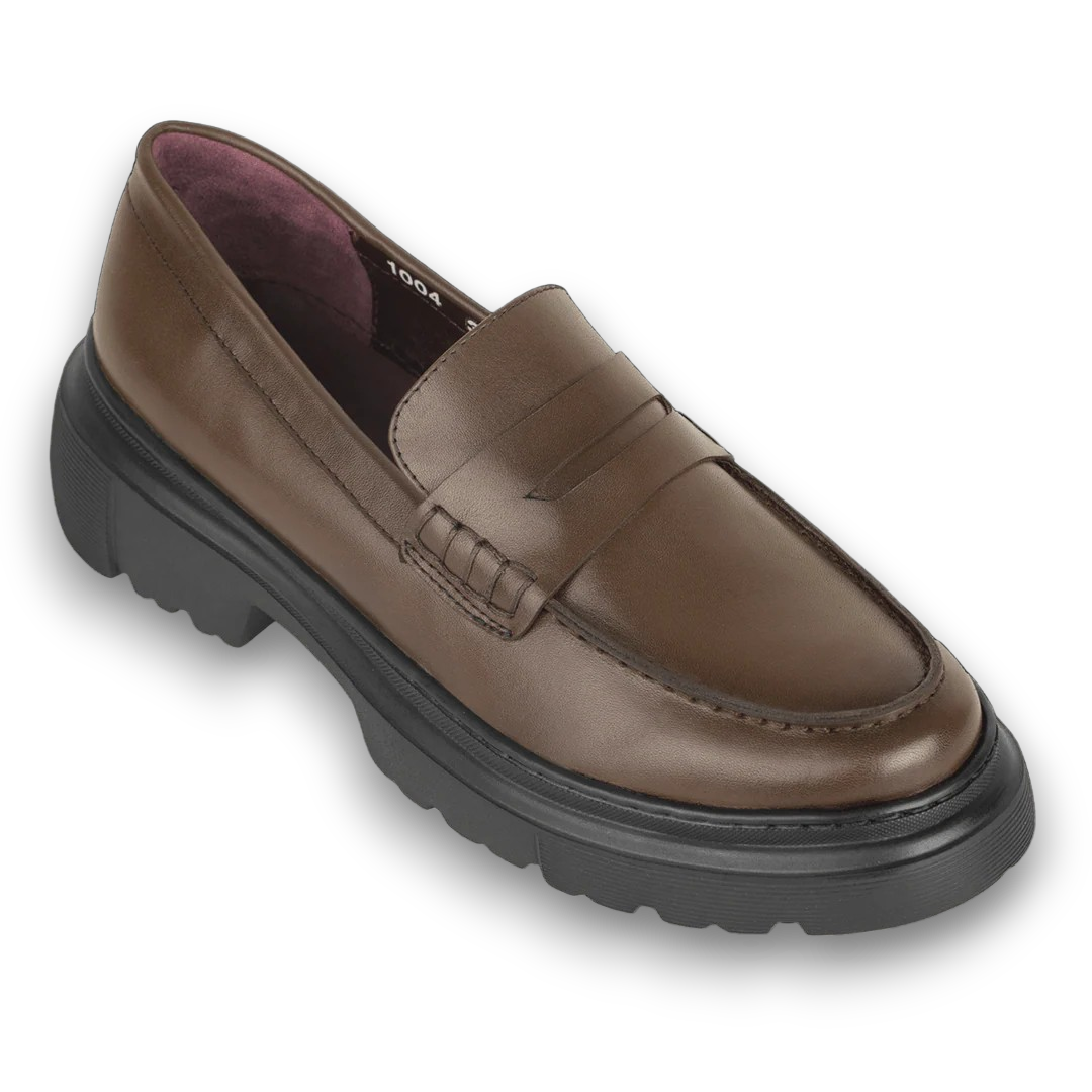 1900-Classic Penny Loafers Platform-Brown