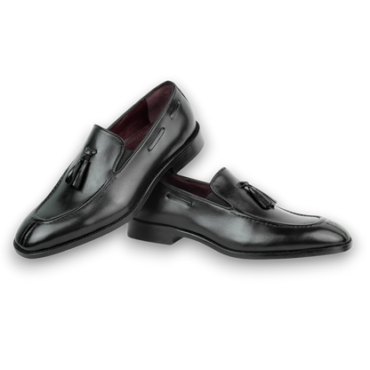 1900-Classic Gentleman Tassel Loafers Black