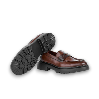 1900-Classic Gentleman Chunky Penny Loafer Brown