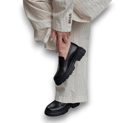 1900-Classic Penny Loafers Platform-Black