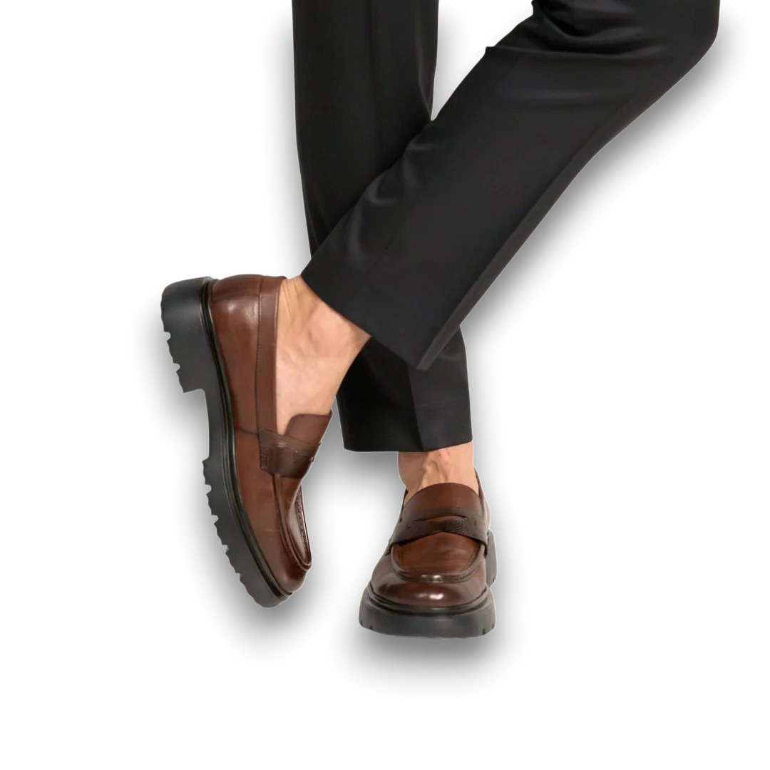 1900-Classic Gentleman Chunky Penny Loafer Brown