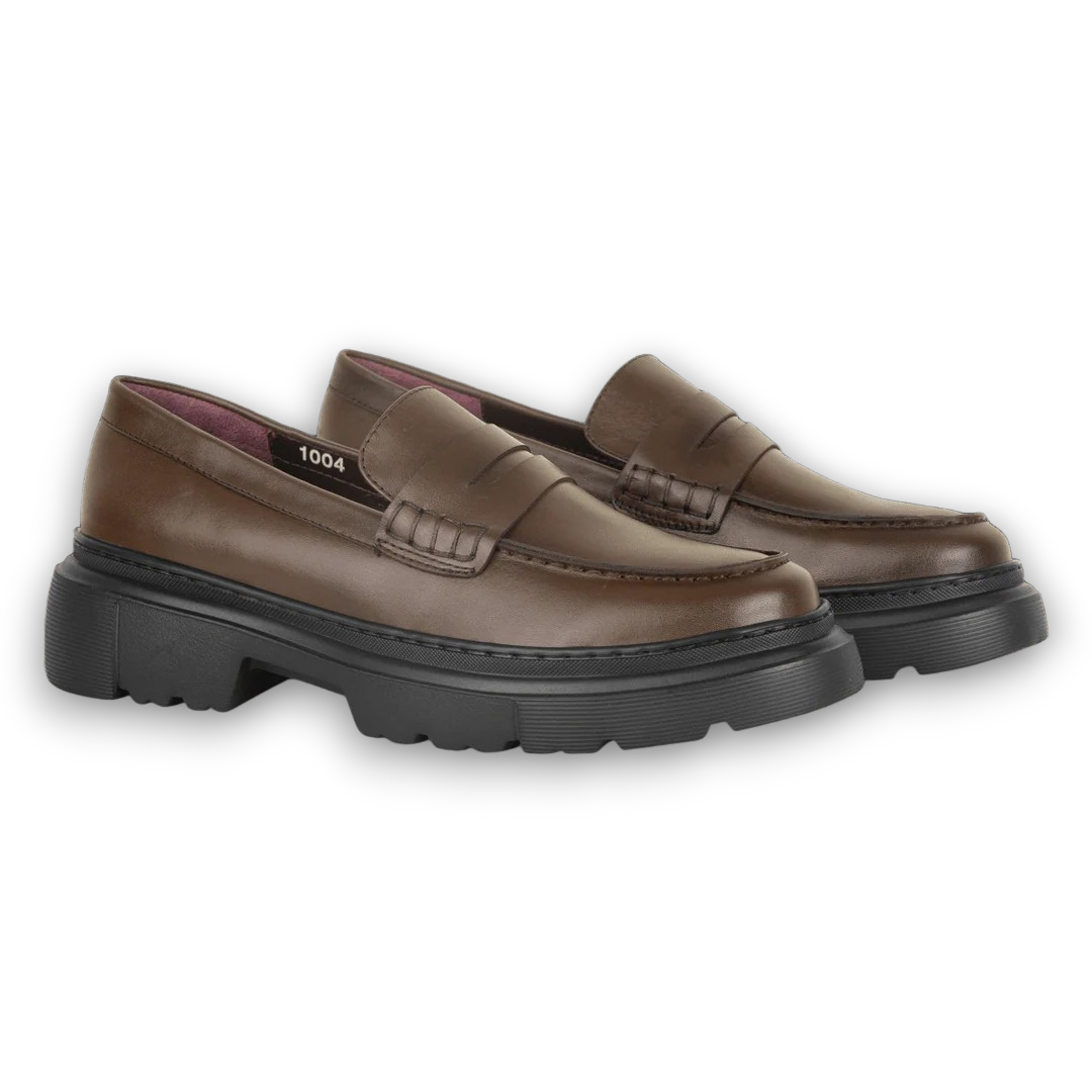 1900-Classic Penny Loafers Platform-Brown