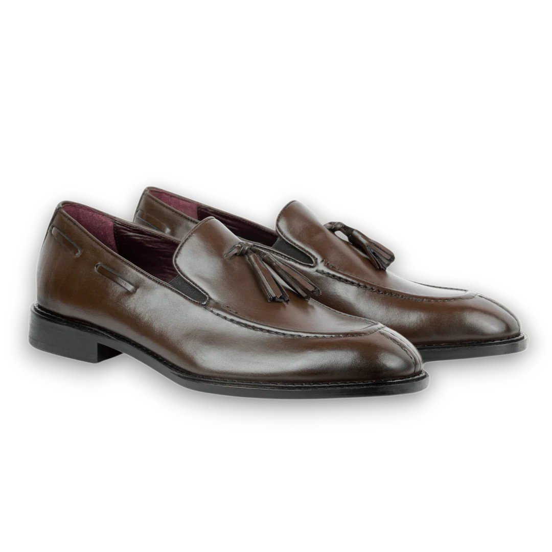 1900-Classic Gentleman Tassel Loafers Brown