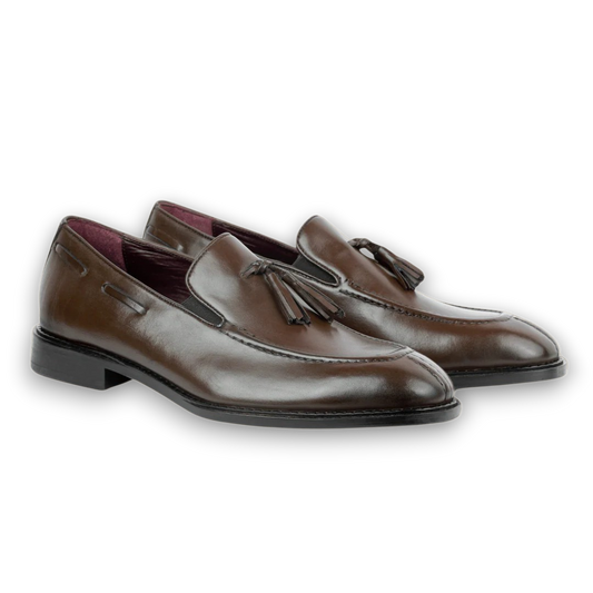 1900-Classic Gentleman Tassel Loafers Brown